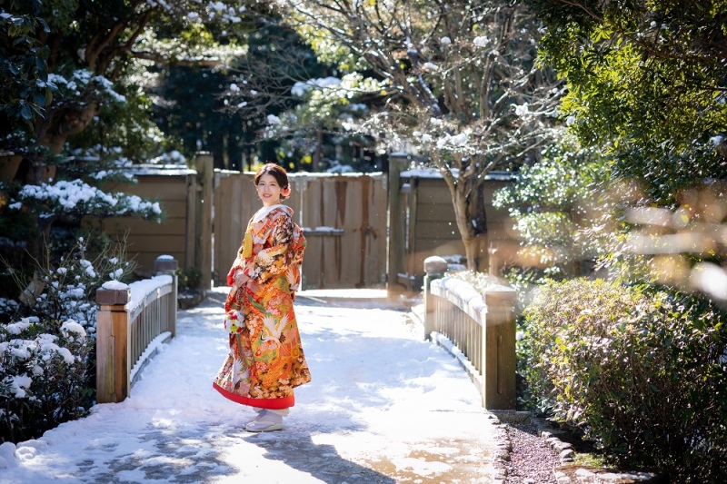 雪×着物