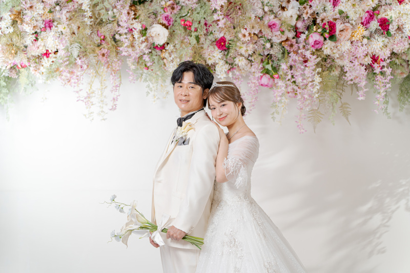ピンクの花壁