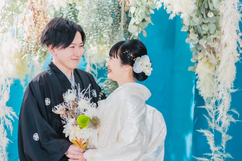 -ブルーの背景×ドライフラワー-