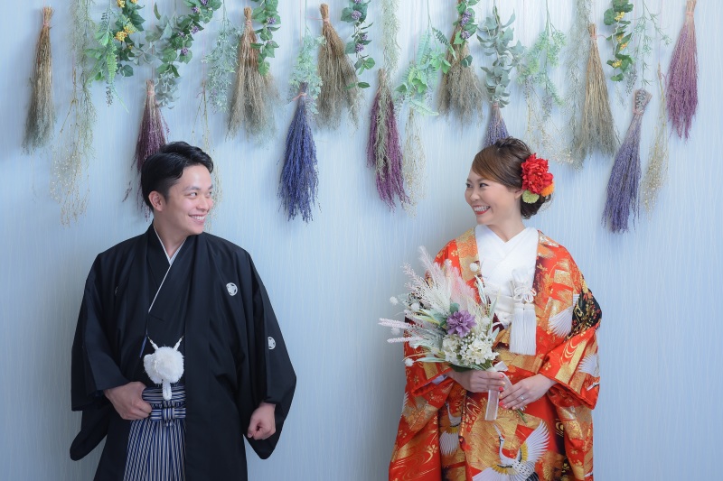 ドライフラワーの壁と一緒に♪