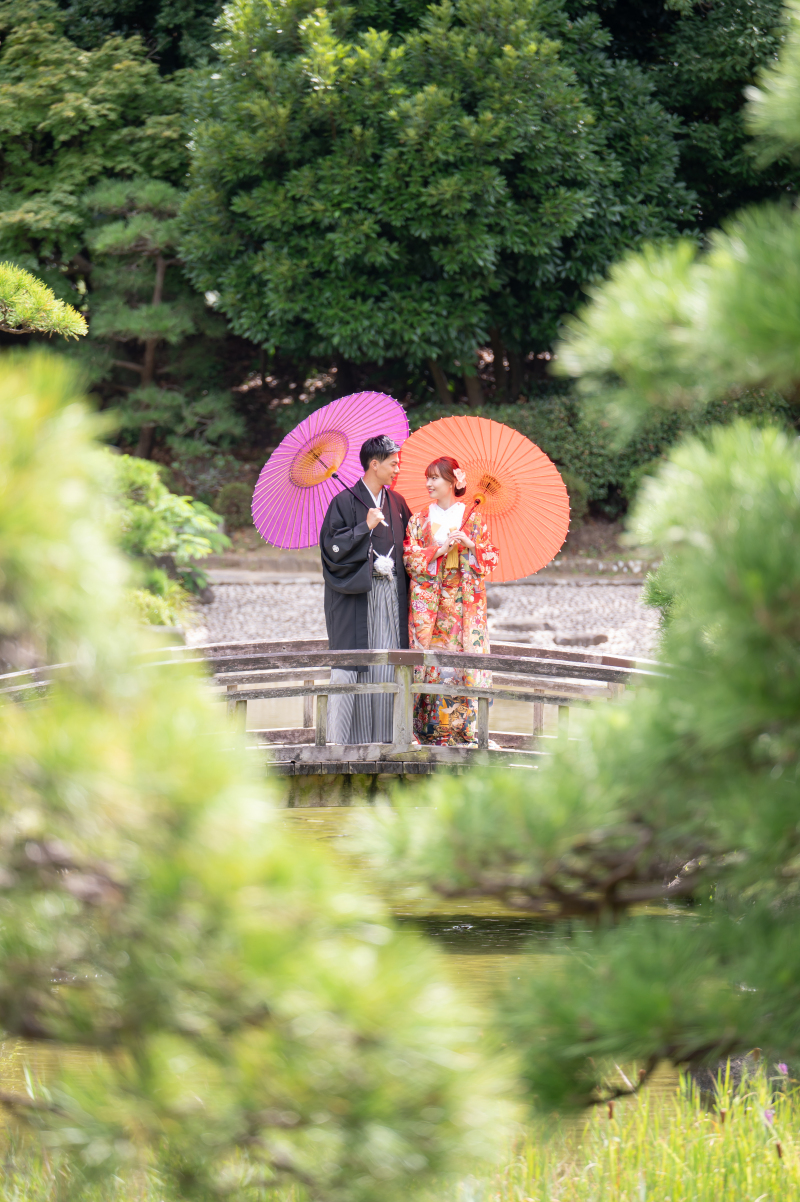 和傘を持っての撮影