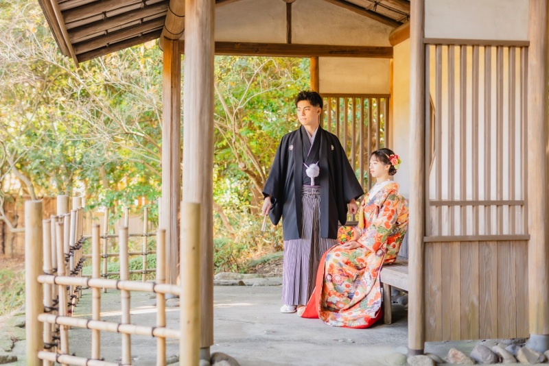 見浜園は和装にぴったりのロケーションです。