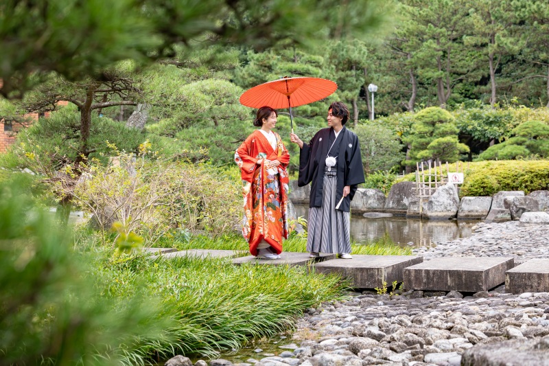 稲毛海浜公園内の日本庭園での撮影