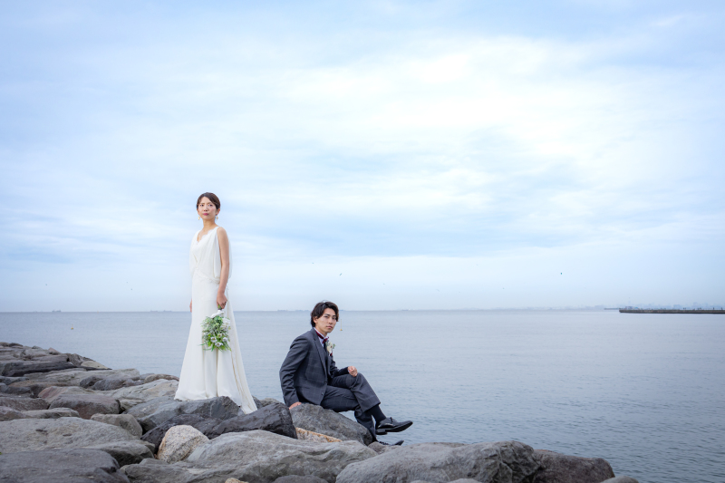 洋装は稲毛浜で撮影