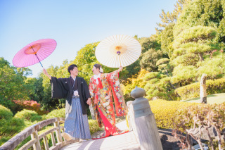 2万円オフ！【10/1～11/25撮影】和洋弐点プラン　稲毛海浜公園＋見浜園　韓国風ドレスも豊富！衣装2着・ヘアメイク