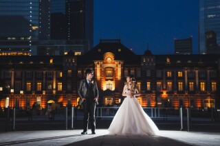 和装は神社　ドレスは東京駅