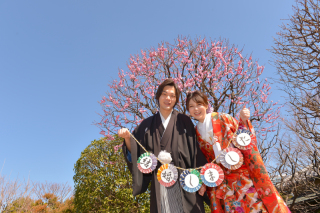 目白庭園の梅の花と一緒に✿✿