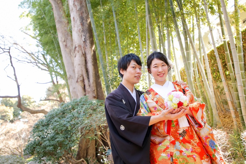 竹林をバックに撮影!