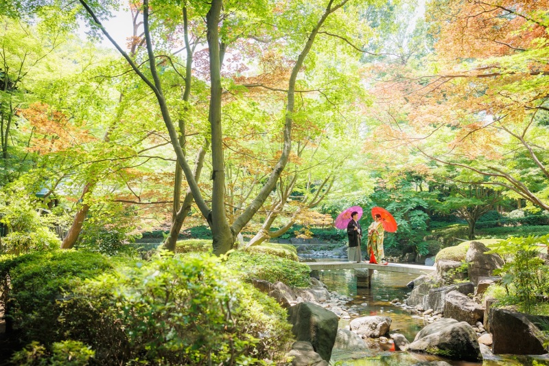 緑いっぱいの橋の上で♡