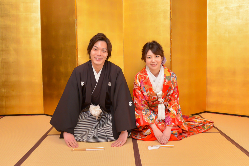 金屏風前での撮影つき！