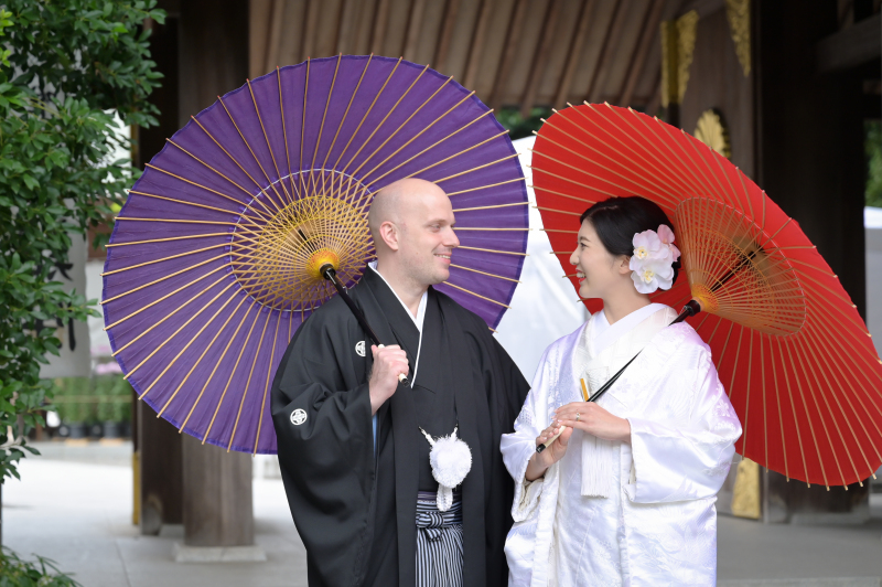 雨が降っても番傘ショットなど撮影