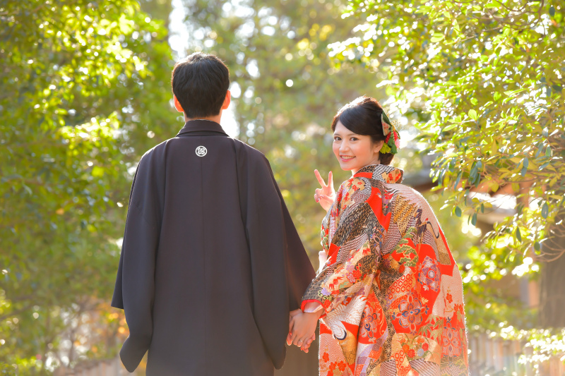 常緑樹をつかった撮影