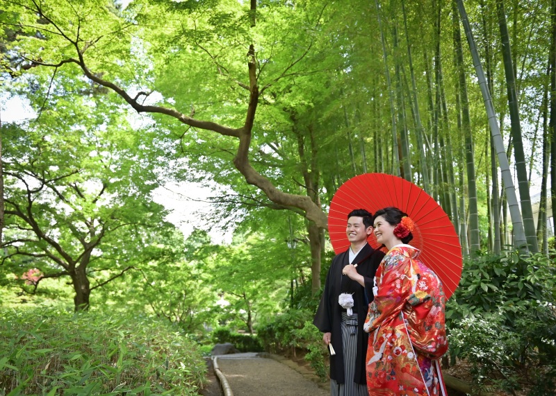 竹林と一緒に撮影！