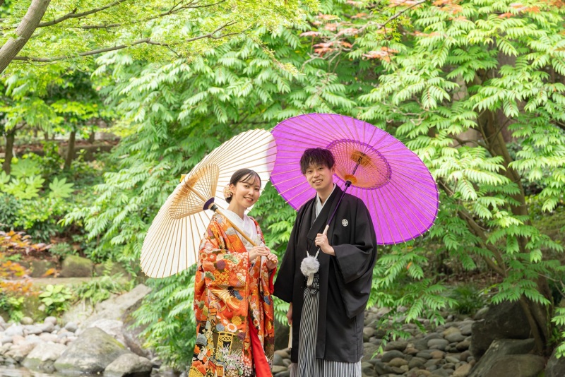 番傘がアクセントに！