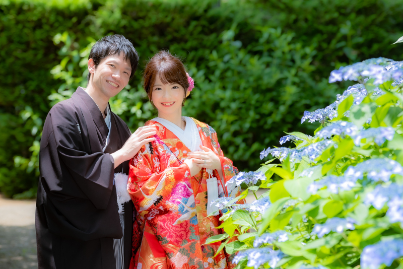 ≪和装1着≫早割り★紫陽花が綺麗な6月平日撮影★２０Pアルバム付き♪日本庭園で撮影するプラン・衣裳差額無し・美容・データ130枚