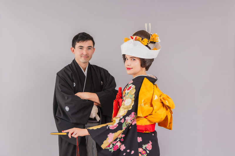 黒引き振袖＋かつら