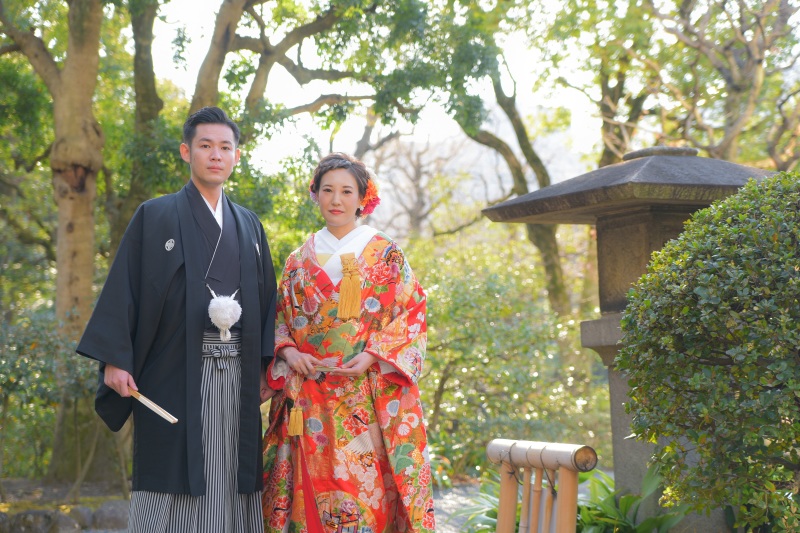 鮮やかな朱赤の打掛が映えます＾＾