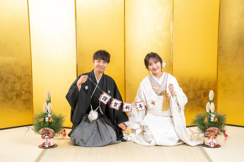 年賀状に使える♪金屛風ショット！