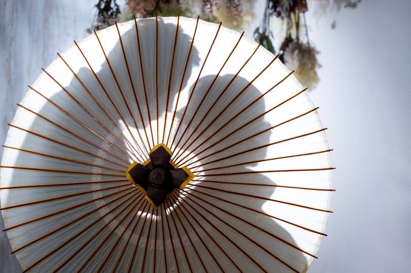 傘を使ったシルエットショット