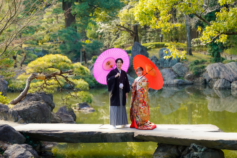 《清澄庭園で撮影開始》