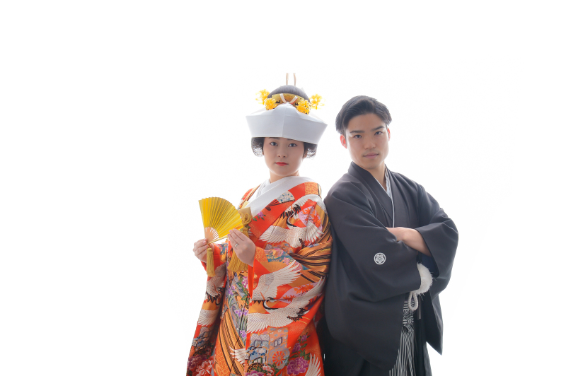 色打掛×角隠しのコーディネート