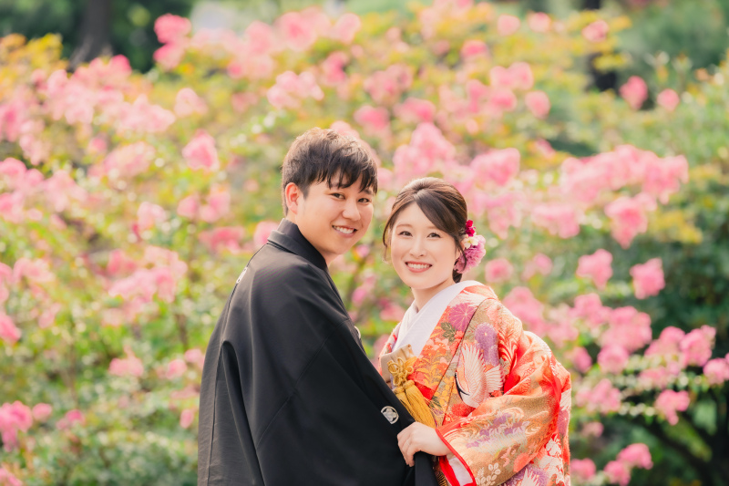 百日紅の前にて撮影