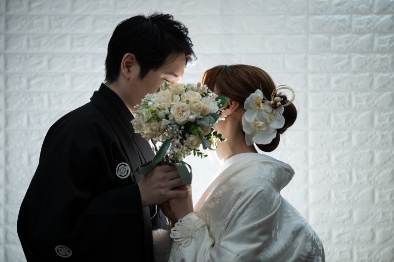 ブーケでお顔隠しフォト