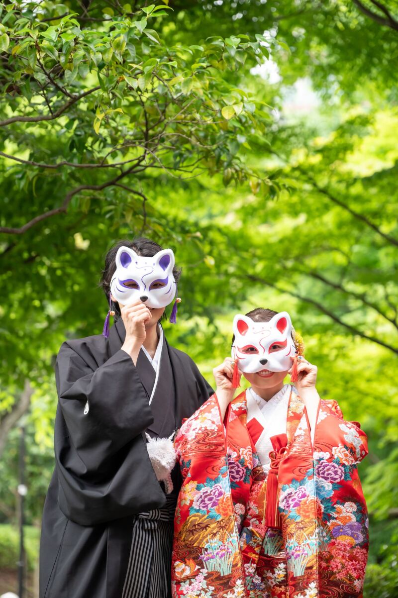 お面をつけて♪