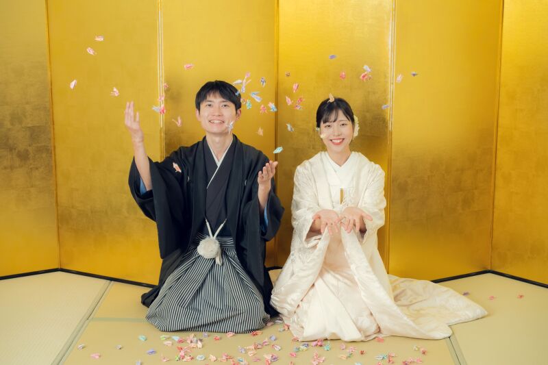 金屏風×鶴シャワー