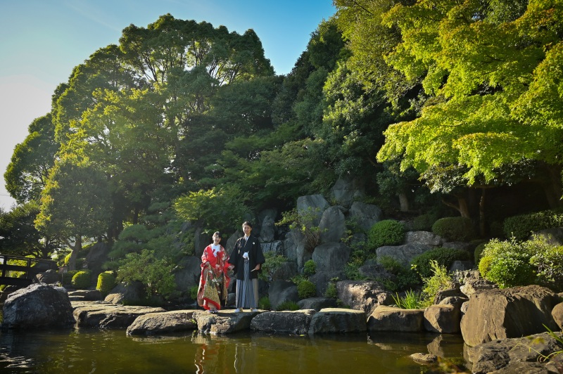 大滝のまえで…