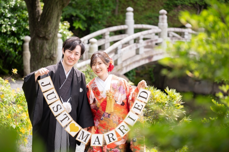 【平日・４月限定】ロケ&times;スタ和洋プラン✨旧安田庭園（和）&times;スタジオ（洋）和洋各1着／データ150枚／新婦ヘアメイク込