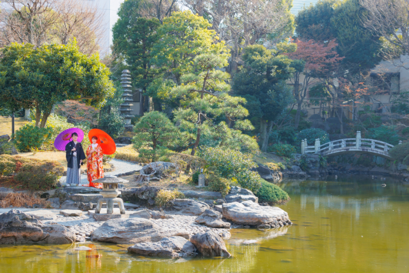 河津桜プラン✿【2/24~3/10までの平日限定】河津桜+旧安田庭園での撮影♡『弐点プラン』 和装2着/データ230枚納品