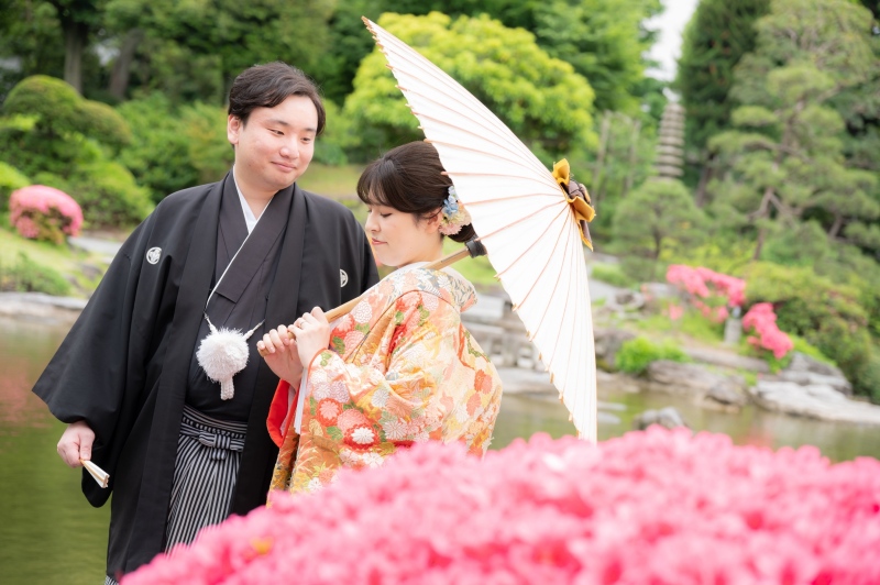 【平日・４月限定】ロケ&times;スタ和洋プラン✨旧安田庭園（和）&times;スタジオ（洋）和洋各1着／データ150枚／新婦ヘアメイク込