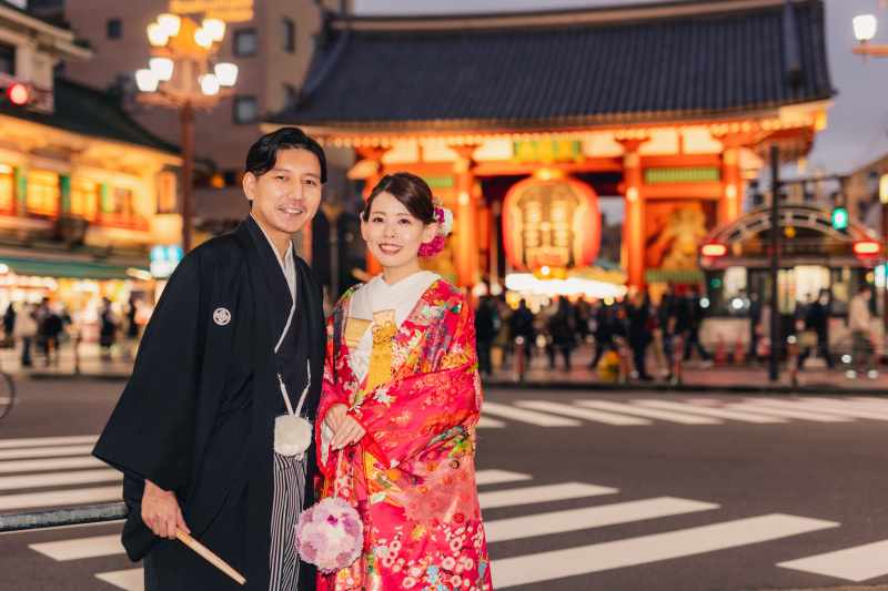 ≪平日限定・浅草夕暮れプラン✨≫旧安田庭園(昼)×浅草(夕方)データ230枚/新婦和装2着/支度・移動費込
