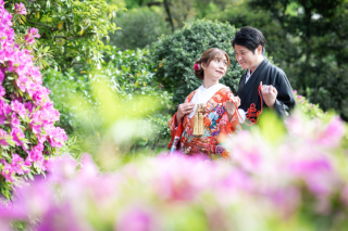 【4/6～5/10平日限定】新緑CP・ウェルカムボード付き✨旧安田庭園＋スタジオ撮影♡『弐点プラン』和装2着／データ230枚納品