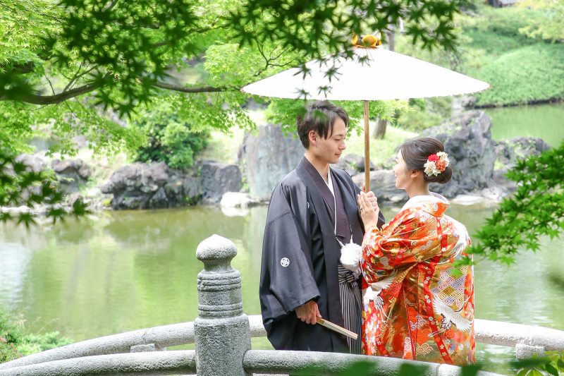 【4/6～5/10平日限定】新緑CP・ウェルカムボード付き✨旧安田庭園＋スタジオ撮影♡『弐点プラン』和装2着／データ230枚納品