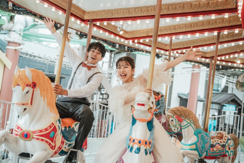 【平日限定*税込99,000円】浅草花やしき撮影✨ 洋装1着+データ100枚+お二人のフィッティング+新婦ヘア&メイク込