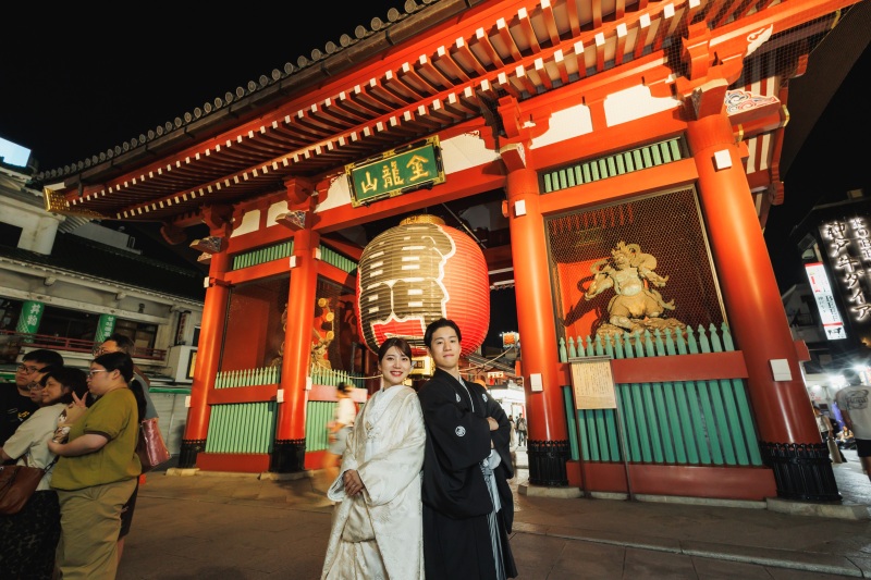 ≪平日限定・浅草夕暮れプラン✨≫旧安田庭園(昼)×浅草(夜)データ200枚/新婦和装2着/支度・移動費込