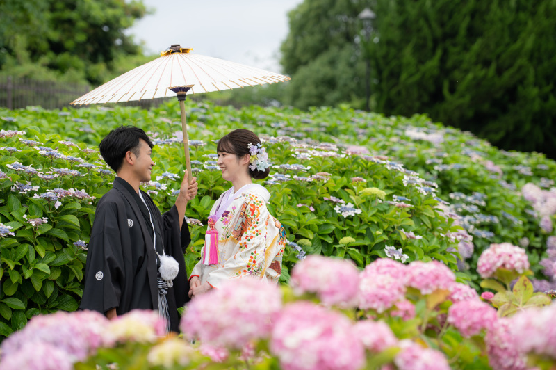 【6月限定】5大特典付き！紫陽花キャンペーン✨旧安田庭園＋紫陽花ロケ＋スタジオで撮影♡『弐点プラン』和装2着／データ230枚