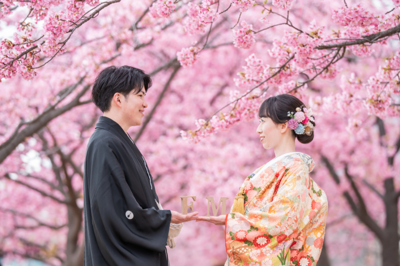 河津桜プラン✿【2/24~3/10までの平日限定】河津桜+スタジオでの撮影♡『弐点プラン』 和装2着/データ230枚納品