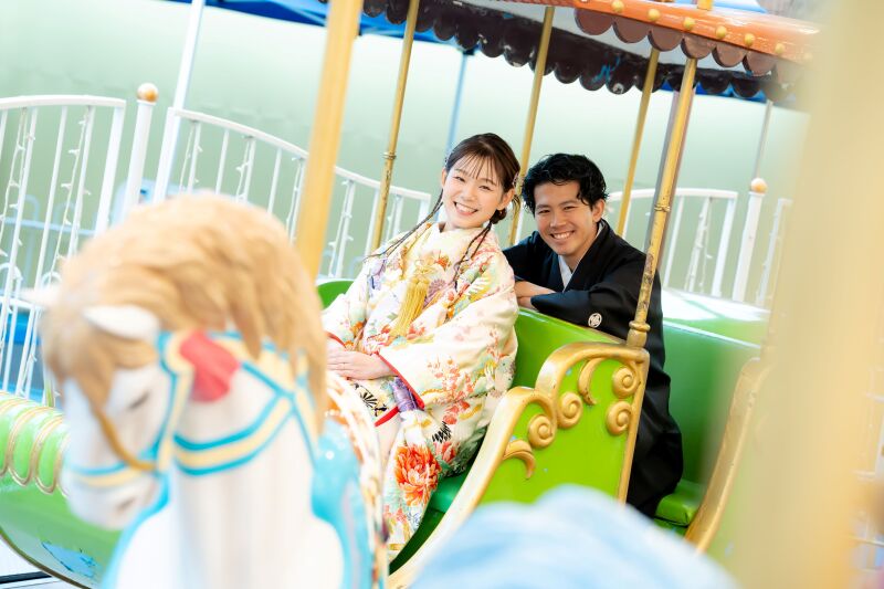 【平日限定*税込99,000円】浅草花やしき撮影✨ 和装1着+データ100枚+お二人の着付け+新婦ヘア&メイク込