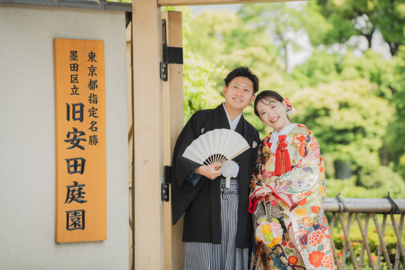 【4/6～5/10平日限定】新緑CP・ウェルカムボード付き✨旧安田庭園で撮影♡『壱点プラン』　和装1着／データ130枚納品
