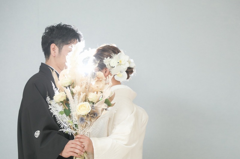 ブーケを持って