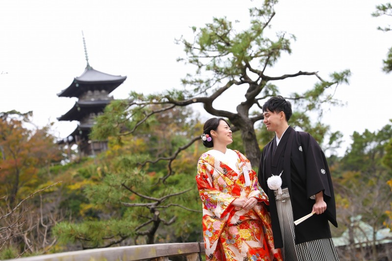 三重塔をバックに！