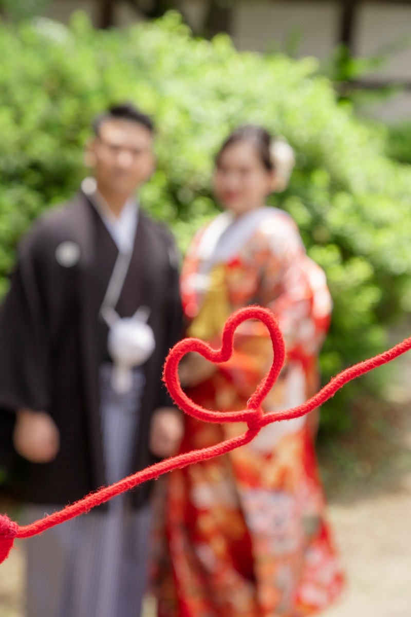 赤い糸でハート！！