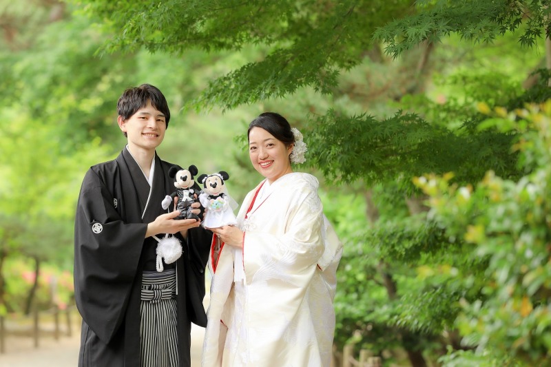 ミッキー、ミニーの人形と一緒に☆彡