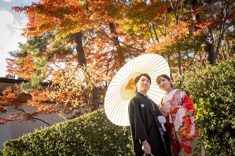 紅葉と一緒に