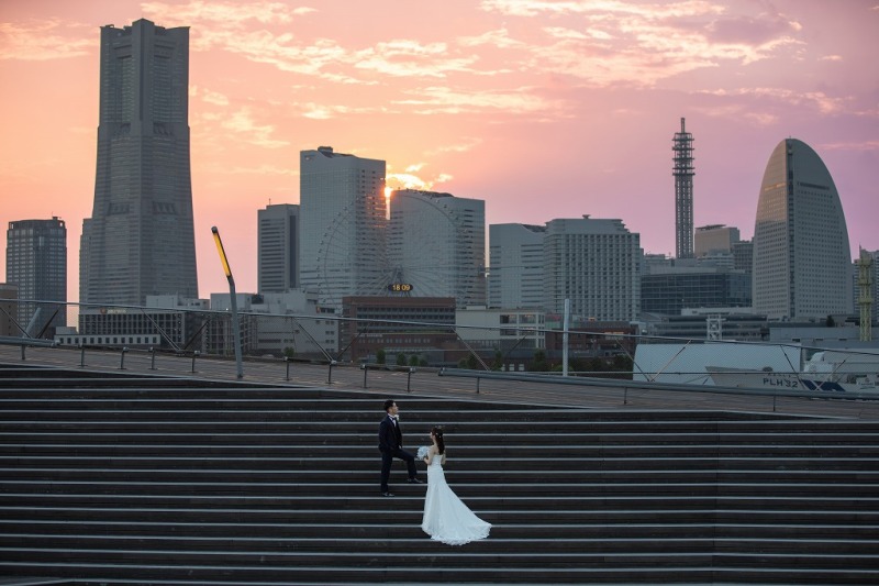 夕景とみなとみらい