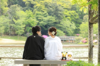 新緑いっぱいの三渓園で色打掛＆白無垢撮影です！！　華雅苑横浜店　和装弐点プラン