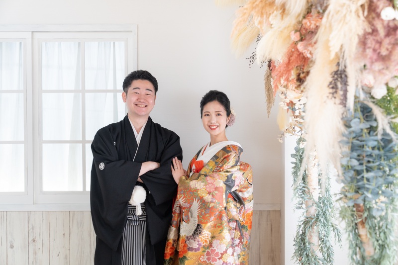 まずは色打掛で洋髪スタイルでの撮影です